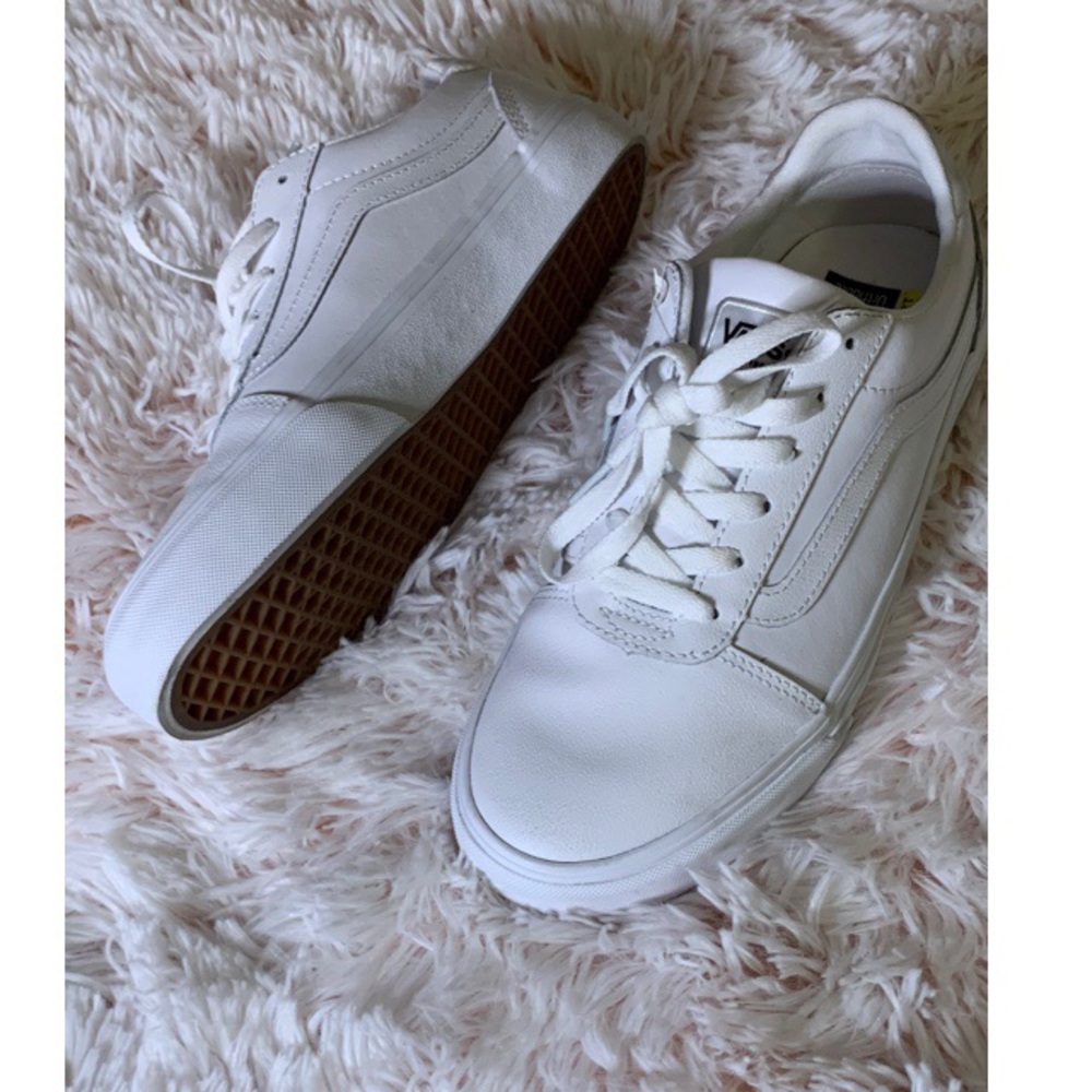 (SOLD) White leather vans